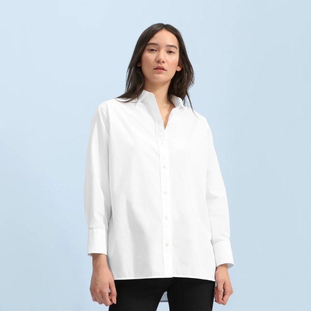 Everlane Poplin Oversized Shirt White sz 14